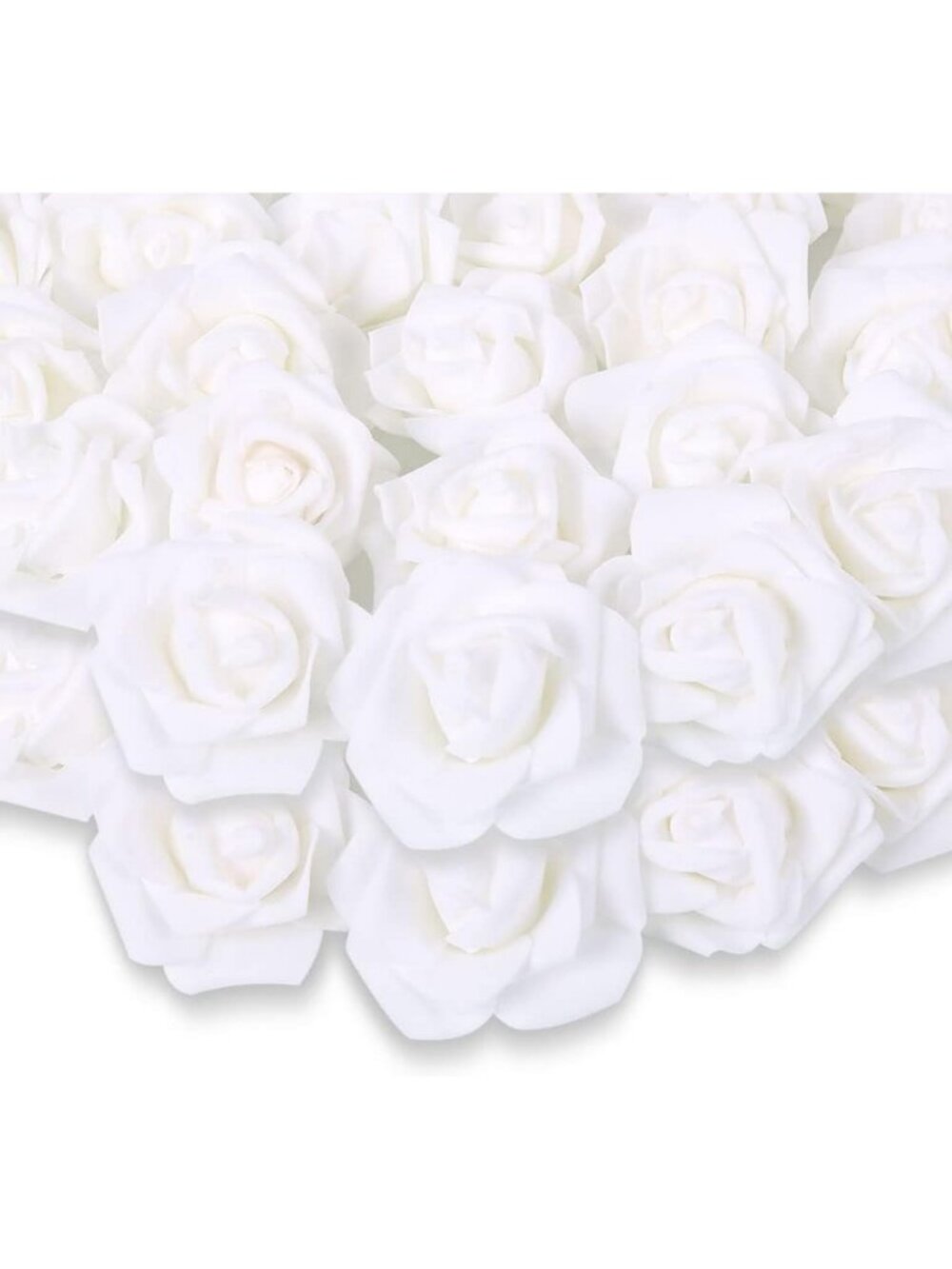 200pcs White Foam Rose Flower Heads - 3-Inch Fake Flowers for DIY Crafts